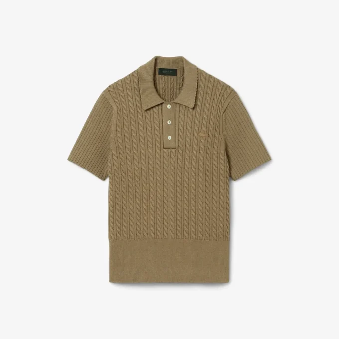 Runway Cable Knit Polo Collar Sweater