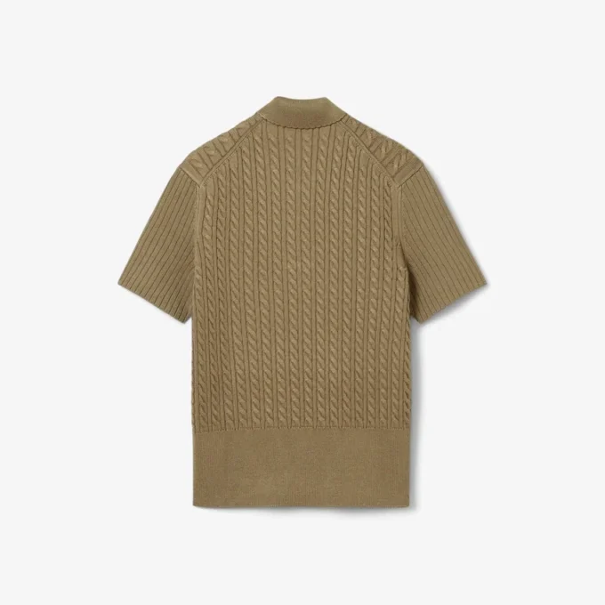 Runway Cable Knit Polo Collar Sweater