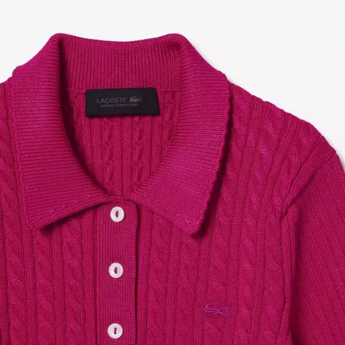 Runway Cable Knit Polo Collar Sweater