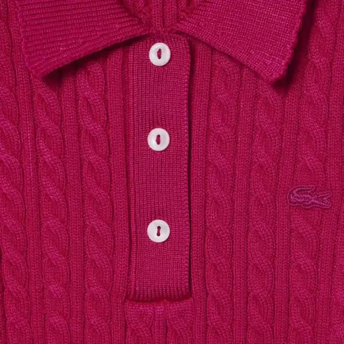Runway Cable Knit Polo Collar Sweater