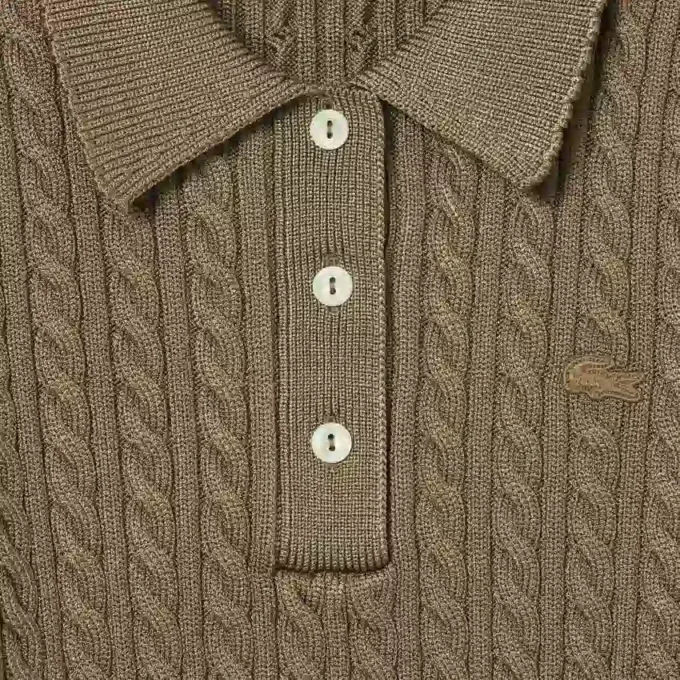 Runway Cable Knit Polo Collar Sweater