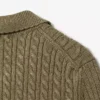 Runway Cable Knit Polo Collar Sweater