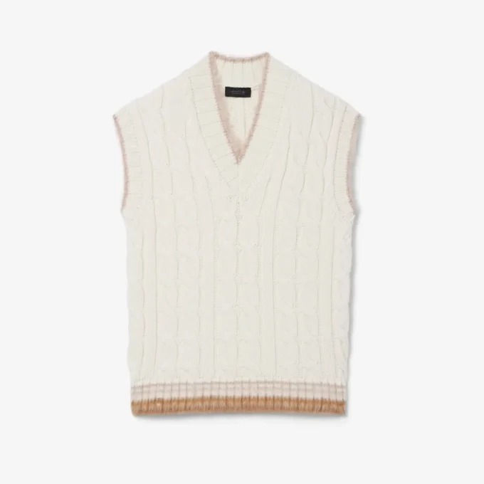 Runway Cable Knit Wool Sweater Vest