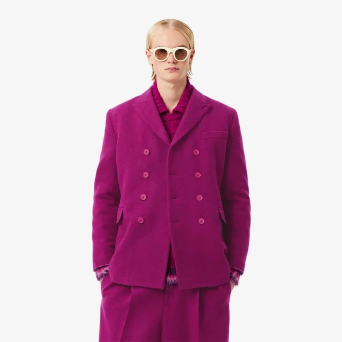 Runway Double Breasted Marbled Wool Blazer