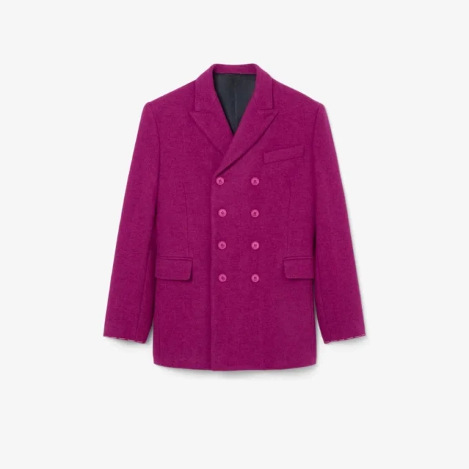 Runway Double Breasted Marbled Wool Blazer