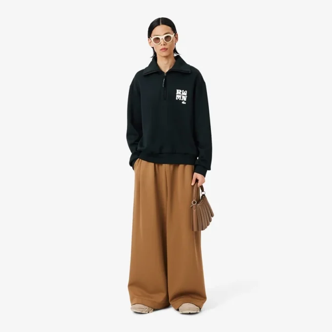 Runway High Neck Zipped Badge Accent Sweatshirt