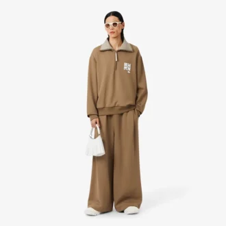 Runway High Neck Zipped Badge Accent Sweatshirt