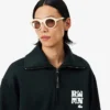 Runway High Neck Zipped Badge Accent Sweatshirt