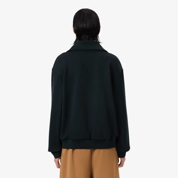 Runway High Neck Zipped Badge Accent Sweatshirt