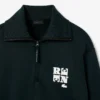 Runway High Neck Zipped Badge Accent Sweatshirt
