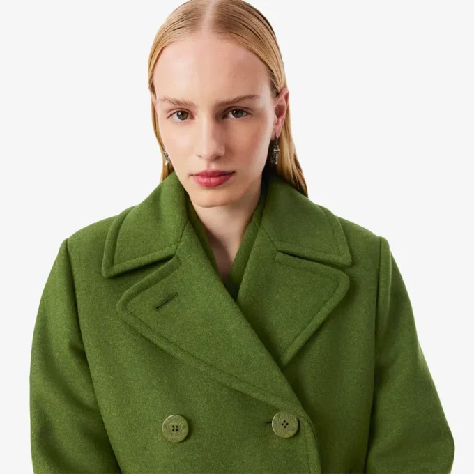 Runway Long Slub Wool Pea Coat