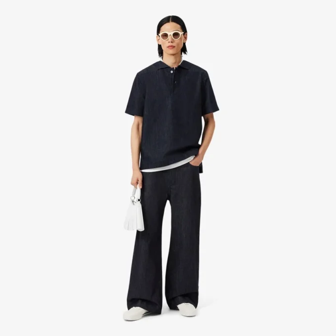 Runway Loose Fit Denim Polo Shirt