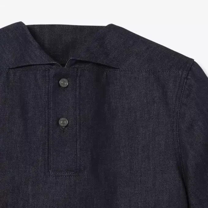 Runway Loose Fit Denim Polo Shirt