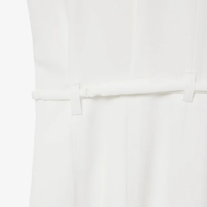 Runway Pleated Embroidery Detail Polo Dress