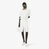 Runway Pleated Embroidery Detail Polo Dress