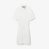 Runway Pleated Embroidery Detail Polo Dress
