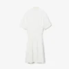 Runway Pleated Embroidery Detail Polo Dress