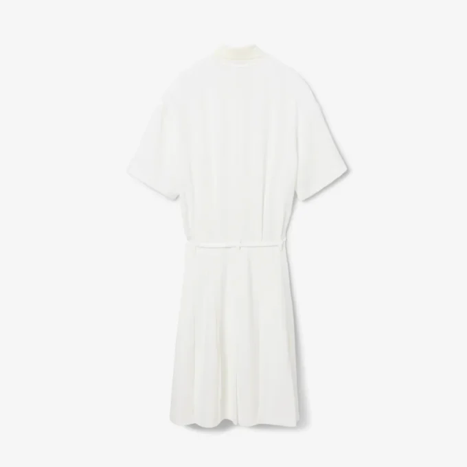 Runway Pleated Embroidery Detail Polo Dress