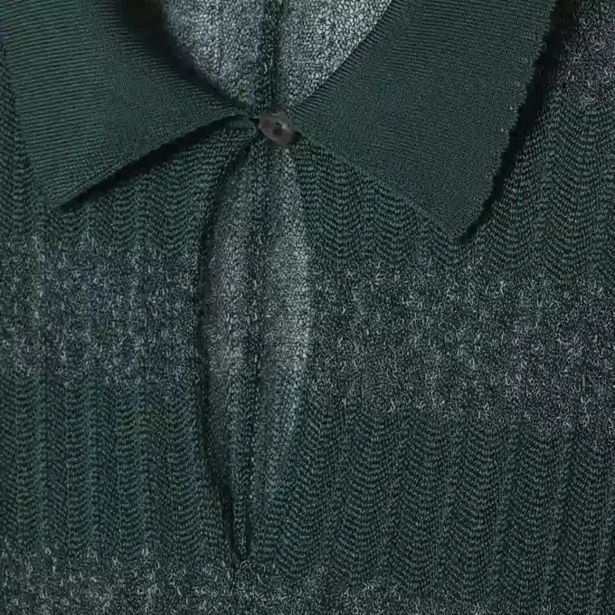 Runway Polo Collar Pointelle Maxi Dress