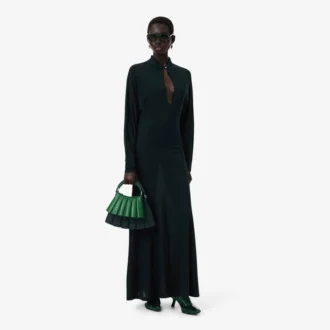 Runway Polo Collar Silk Maxi Dress
