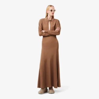 Runway Polo Collar Silk Maxi Dress