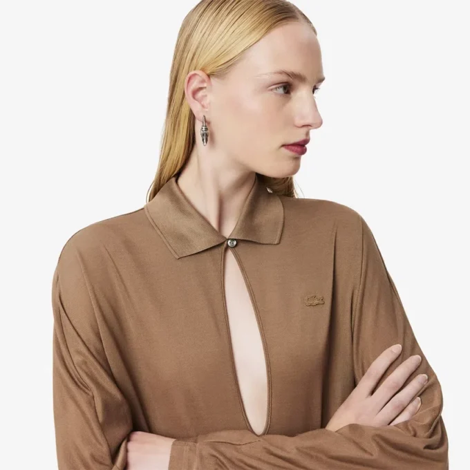 Runway Polo Collar Silk Maxi Dress