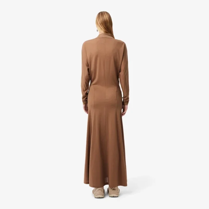 Runway Polo Collar Silk Maxi Dress