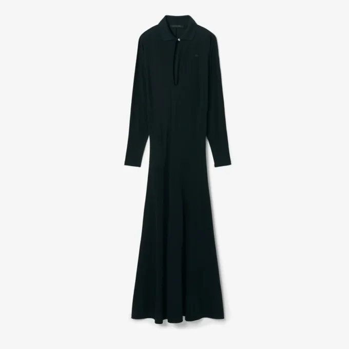 Runway Polo Collar Silk Maxi Dress