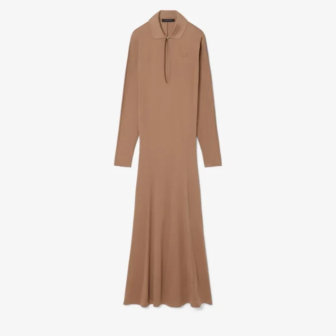 Runway Polo Collar Silk Maxi Dress