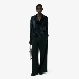 Runway Polo Collar Velour Sweater