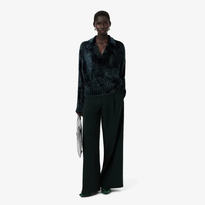Runway Polo Collar Velour Sweater