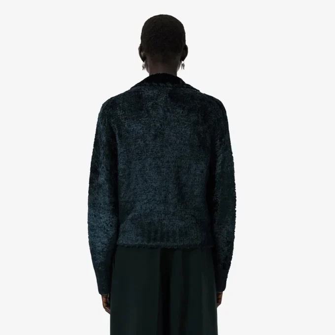 Runway Polo Collar Velour Sweater