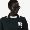 Runway Polo Shirt Collar Badge Accent Sweatshirt