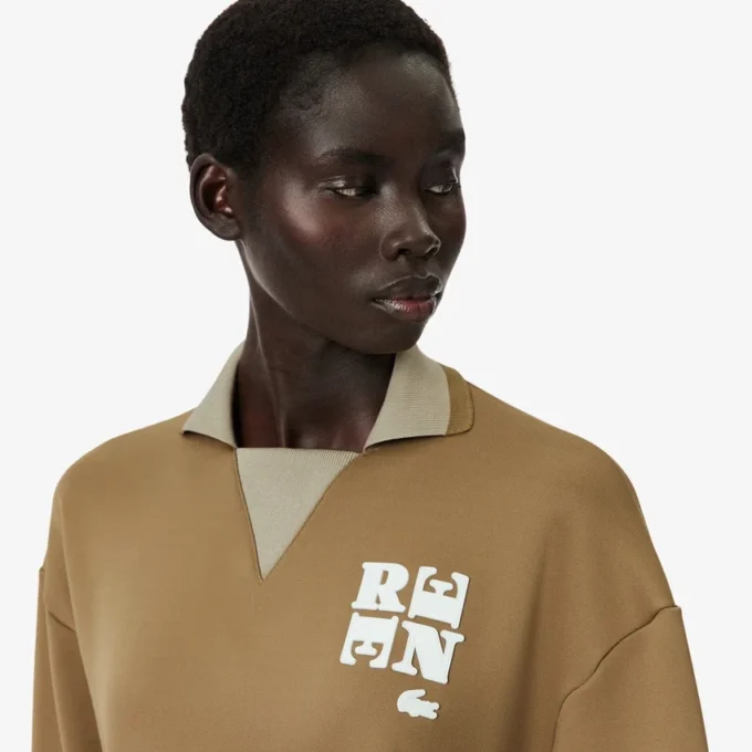 Runway Polo Shirt Collar Badge Accent Sweatshirt