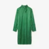 Runway Printed Satin Scarf Neck Dress