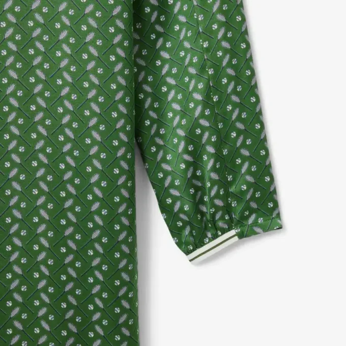 Runway Printed Satin Scarf Neck Dress