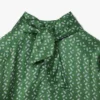 Runway Printed Satin Scarf Neck Dress