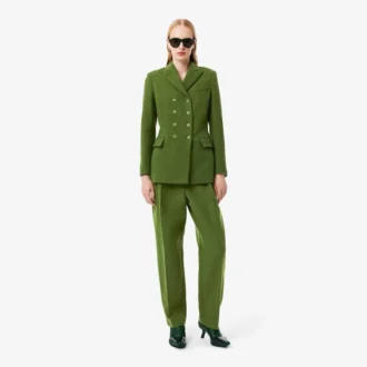 Runway Straight Fit Slub Wool Tailored Pants