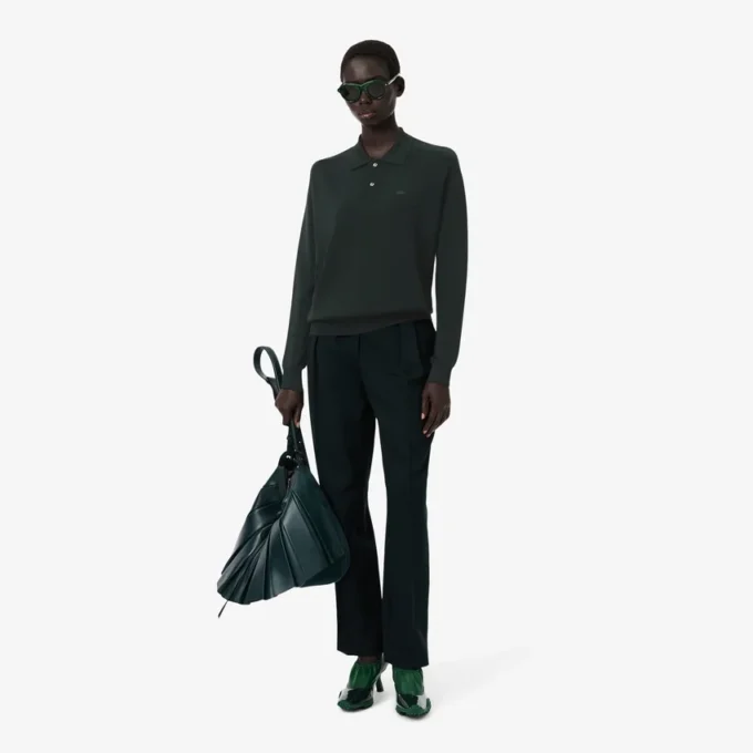 Runway Wool Blend Polo Collar Sweater