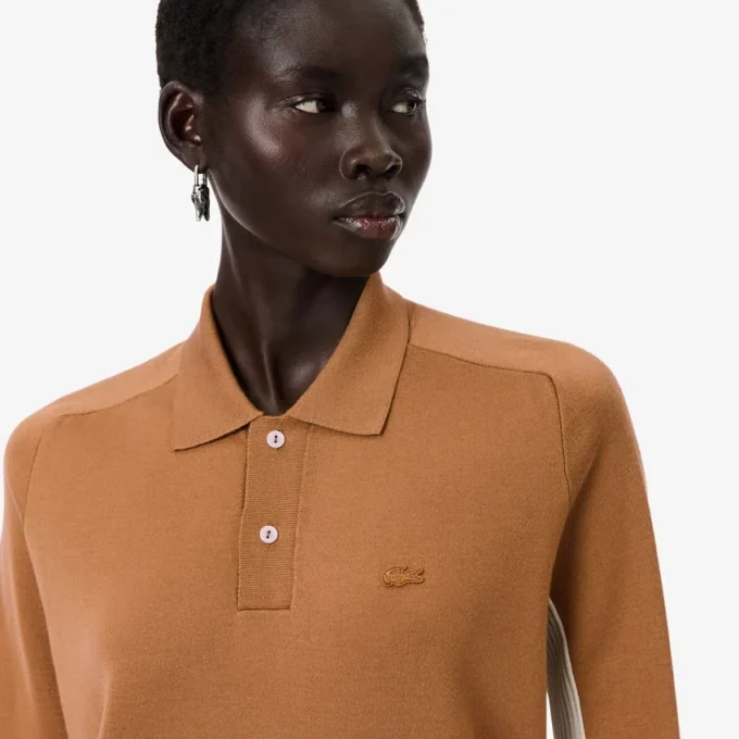 Runway Wool Blend Polo Collar Sweater