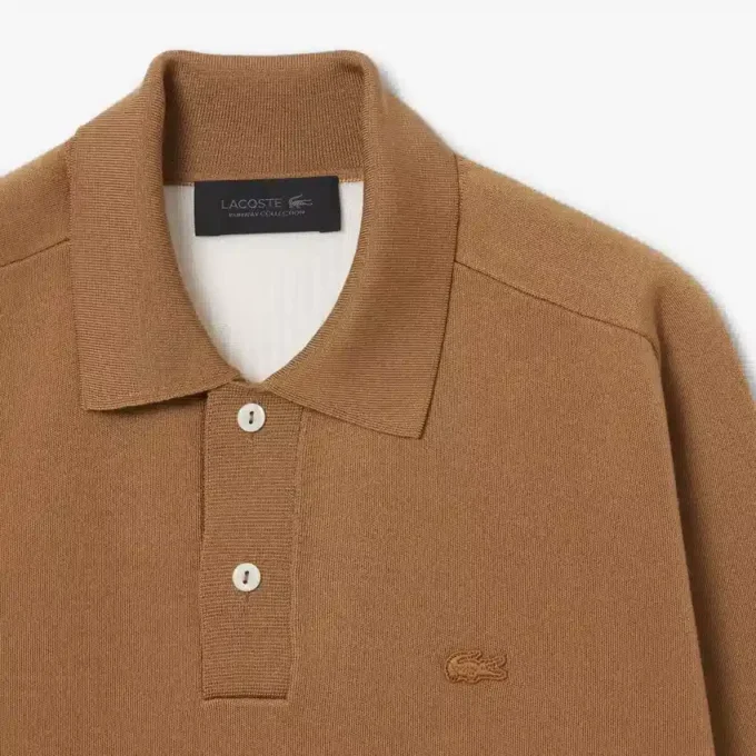 Runway Wool Blend Polo Collar Sweater