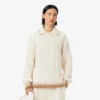 Runway Wool Polo Collar Cable Knit Sweater