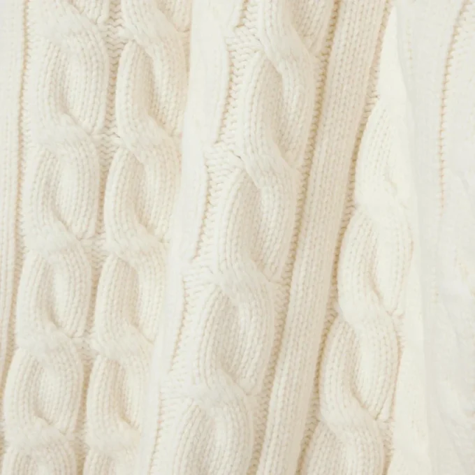 Runway Wool Polo Collar Cable Knit Sweater