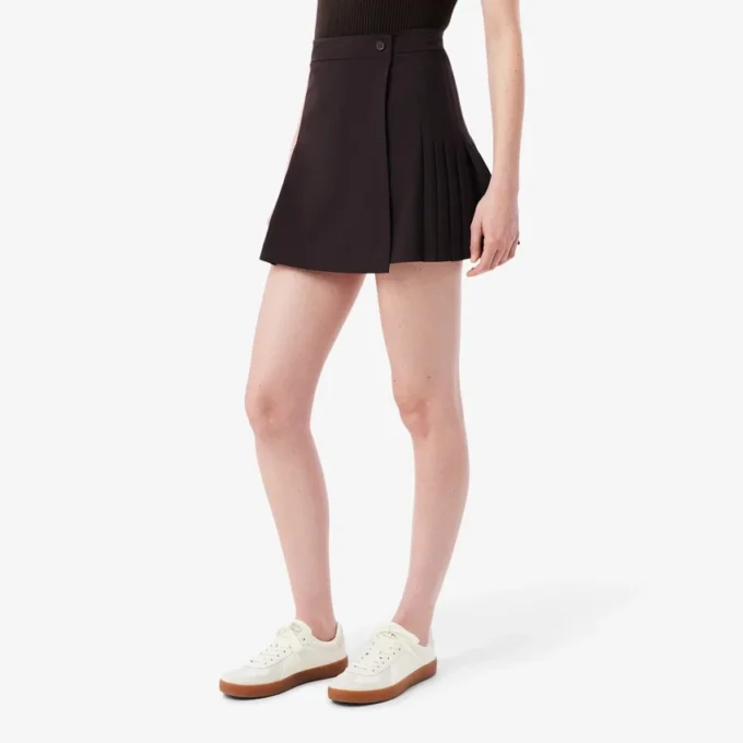 Short Pleated Wrap Skirt