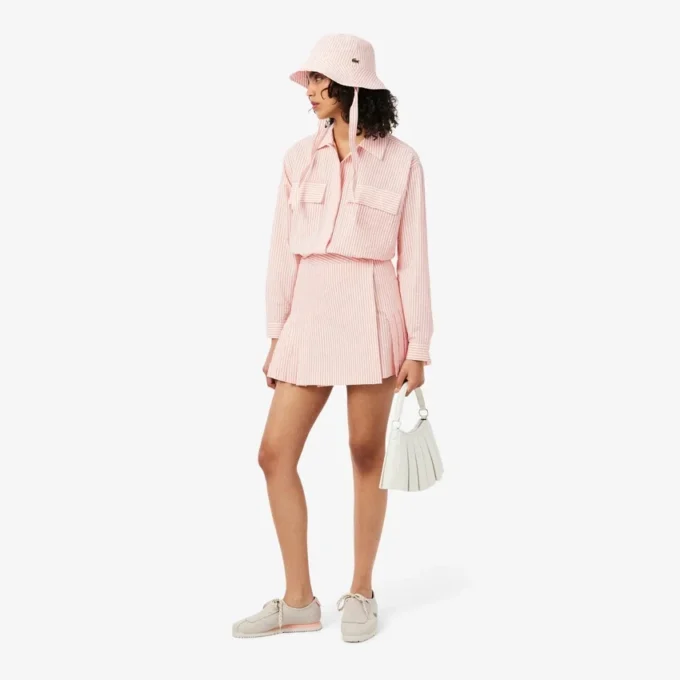 Short Seersucker Wrap Skirt