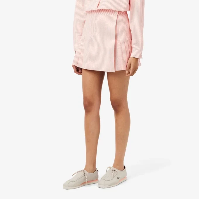 Short Seersucker Wrap Skirt