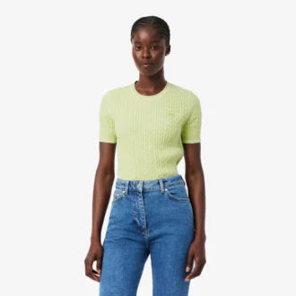 Short Sleeved Cable Knit Sweater