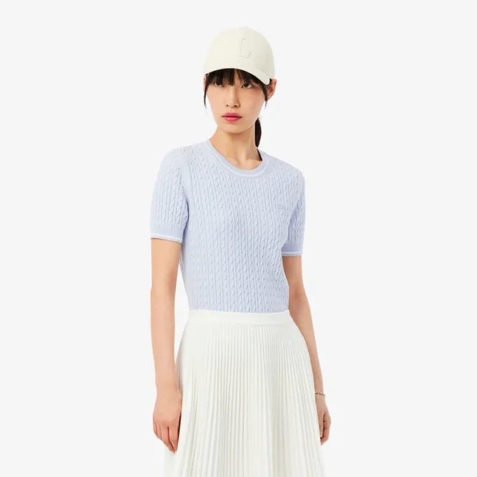 Short Sleeved Cable Knit Sweater