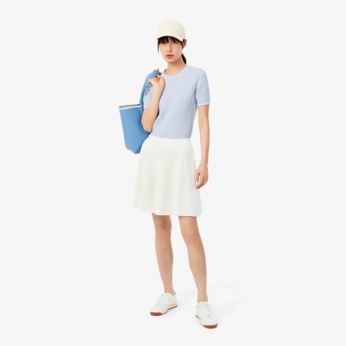 Short Sleeved Cable Knit Sweater