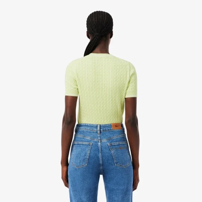 Short Sleeved Cable Knit Sweater
